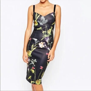 Ted Baker London Lisa Oriental Floral-Print Midi Dress, Black $295
